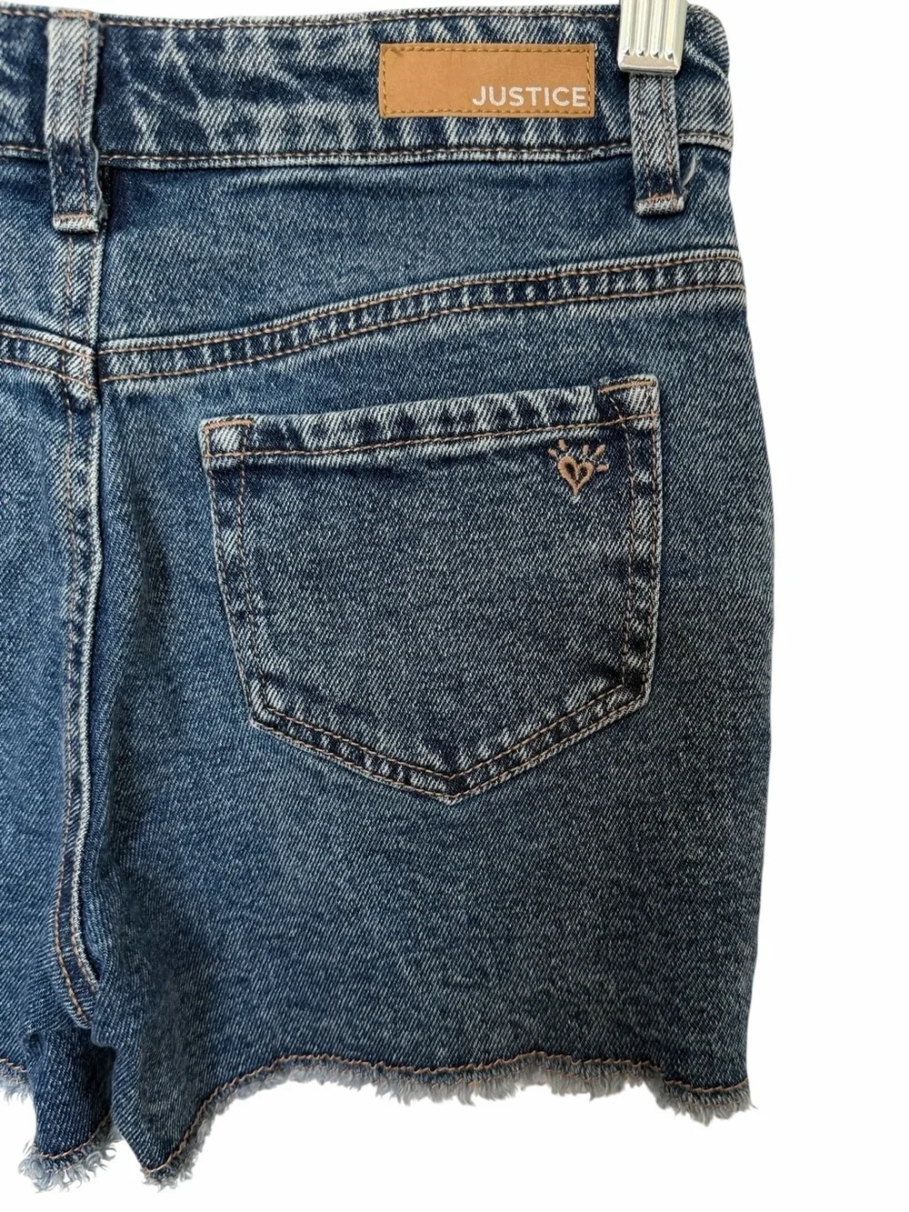 Justice Minecraft Blue Denim Shorts Girl 12 Embroidered Distressed Mini Mom